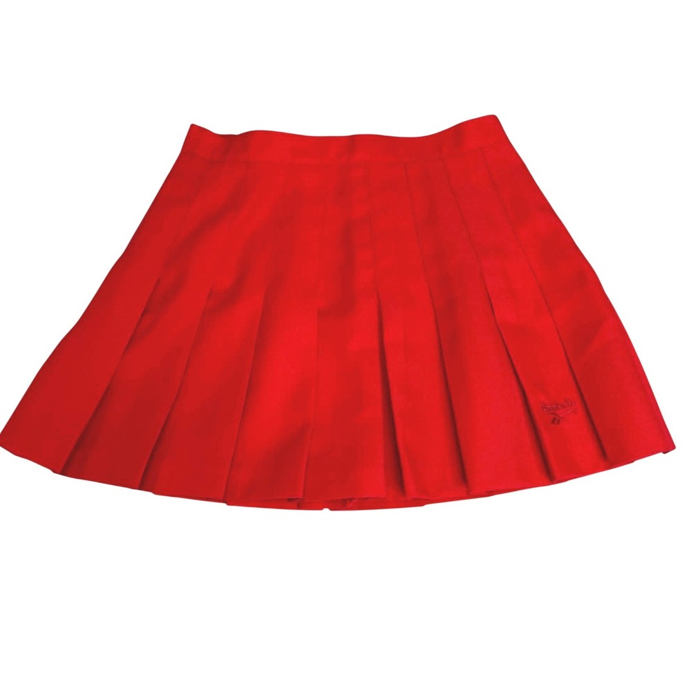 Vintage Reebok Red Pleated Mini Skirt Size 12 High Waisted Tennis Cheer Athletic